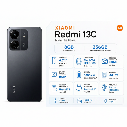 Celular Redmi 13C 256 GB Black