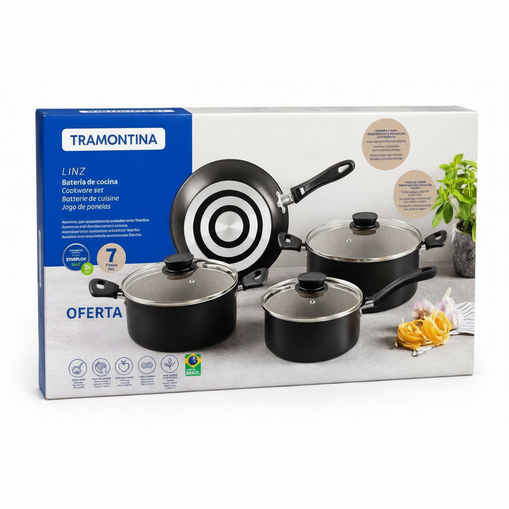 Batería de Cocina Turim 7 Piezas Negra