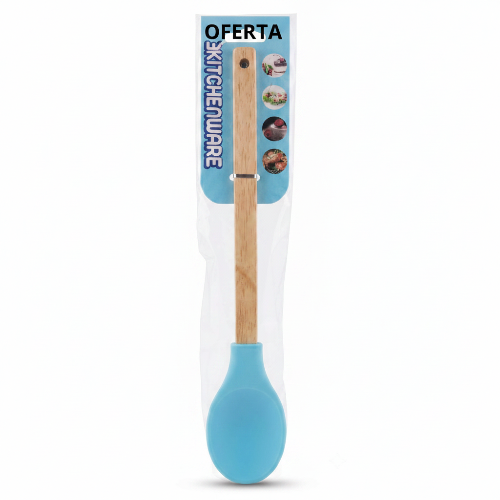 Cuchara de Silicona con Mango de Madera