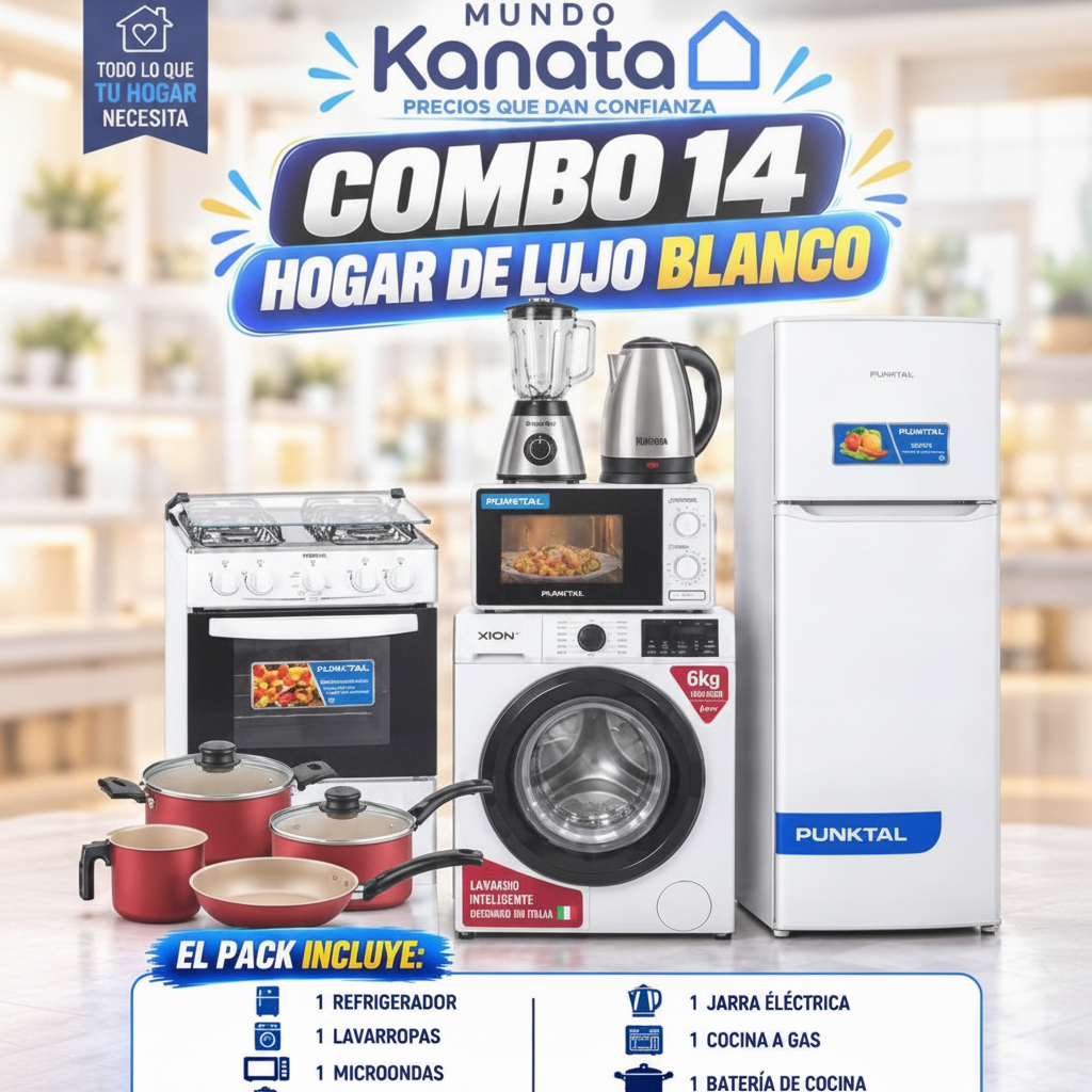 Combo Cocina Hogar de Lujo Blanco 7 Artefactos