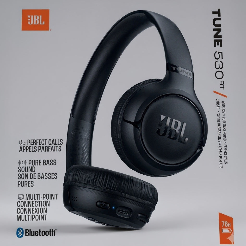AURICULAR JBL INALAMBRICO TUNE 530 NEGRO