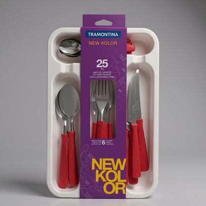 JUEGO DE CUBIERTOS TRAMONTINA ROJO 775
