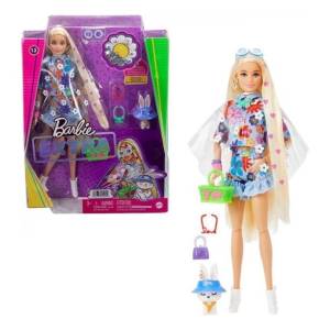 Barbie Extra Número 12 Conjunto Floral Con Conejo De Mascota