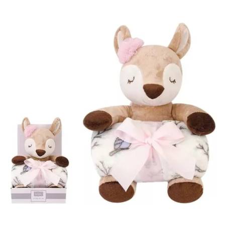 Manta Con Peluche Hudson Baby Ciervo Rosa Mundo Kanata