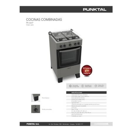 Cocina Punktal Gas/electrica Pk-6617co - Imagen 2