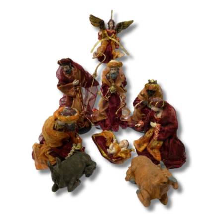 Pesebre Ceramica Y Tela Navideño 9 Pcs Navidad Kanata - Imagen 10