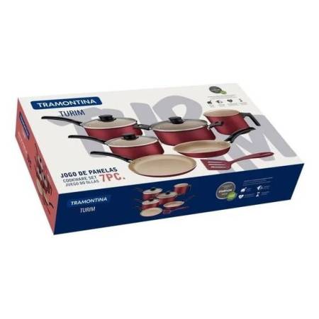 Juego Batería De Cocina 7 Piezas Turim Rojo Tramontina - Imagen 2