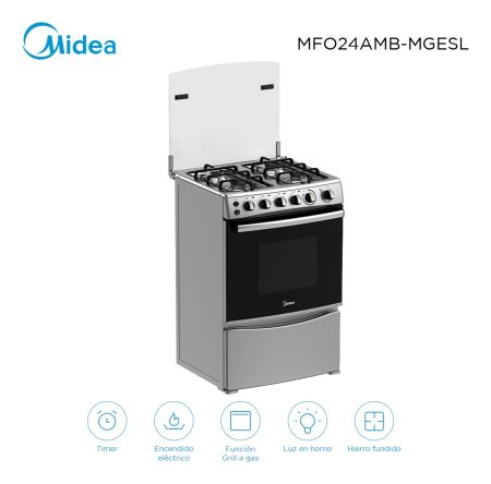 Cocina A Gas Con Grill Midea Mfo24ambmges Color Gris - Image 3