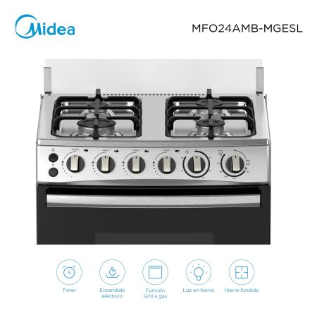 Cocina A Gas Con Grill Midea Mfo24ambmges Color Gris - Image 4