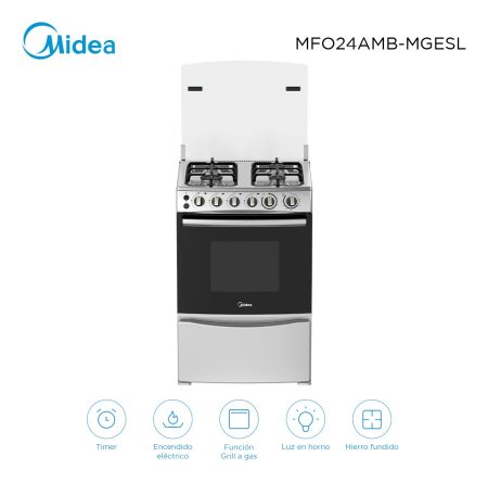 Cocina A Gas Con Grill Midea Mfo24ambmges Color Gris - Image 2