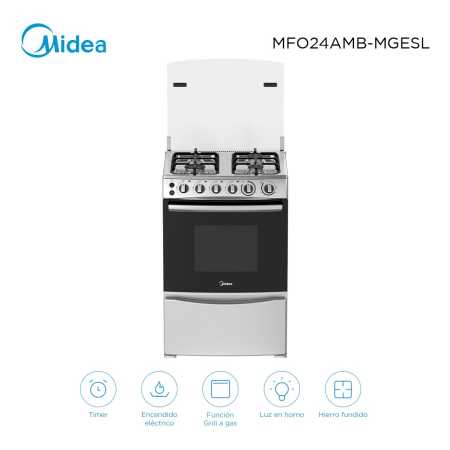 Cocina A Gas Con Grill Midea Mfo24ambmges Color Gris - Imagen 2