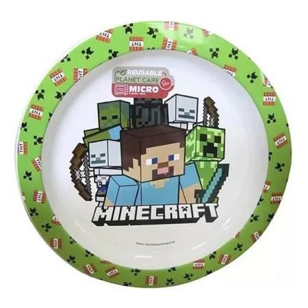 Plato De Plástico Para Niños Minecraft Oficial Mundo Kanata