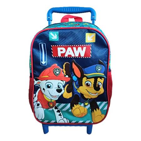 Mochila Infantil Paw Patrol Con Carro Tafeta Chica 30 X 23