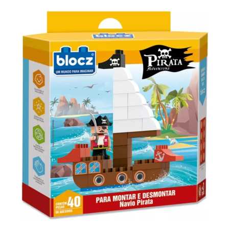 Kit De Bloques De Encastre 40 Piezas + Muñeco Pirata Kanata