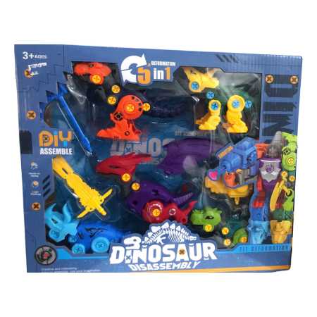 Juego Figuras De Dinosaurios Desarmables 5en1 Kanata