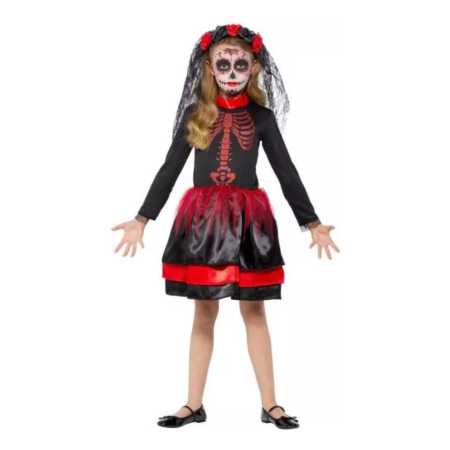 Disfraz De Catrina Vestido Completo Infantil - Imagen 3