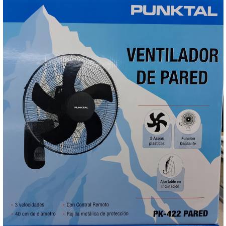 Ventilador De Pared Punktal Pk-422 Negro Con 5 Aspas - 40 Cm - Imagen 2