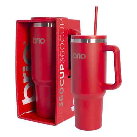 Vaso Térmico Brio Con Tapa Sorbito Cup 360 1200ml Color Rojo