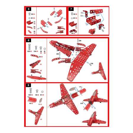 Bloques Construcción En Acero Inox Avión Flecha Roja 201pzas - Imagen 7