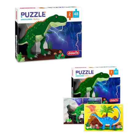 2 Puzzles De Dinosaurios 48 Pzas C/u Mundo Kanata