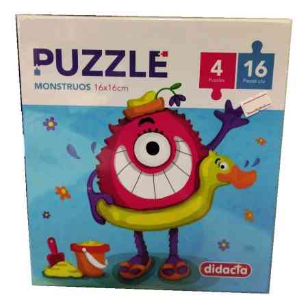 Puzzle Monstruos De Didacta! 4 Puzzles De 16 Cada Uno