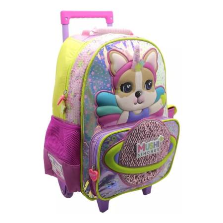 Mochila Con Carro Escoclar Mushi Simones Sacapuntas D Regalo