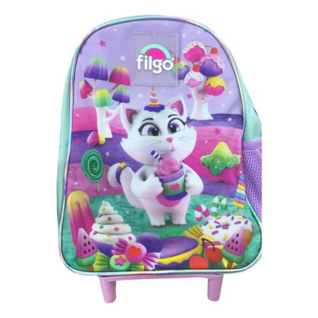 Mochila Escolar Carro Filgo Minipak 12 Pulgada Diseño Gatito