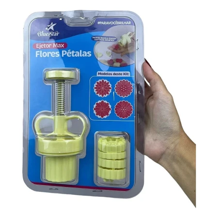 Molde Extractor De Masa Dulce, 4 Sellos Brigadeiro Flores - Imagen 2