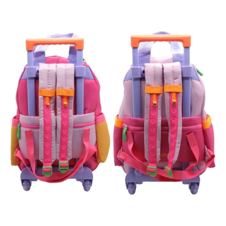 Mochila Escolar Simones Love Con Carro Color Rosa Suave - Imagen 2