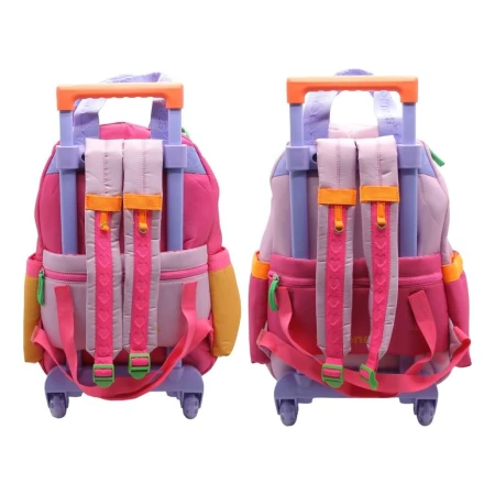 Mochila Escolar Simones Love Con Carro Color Rosa Suave - Imagen 2