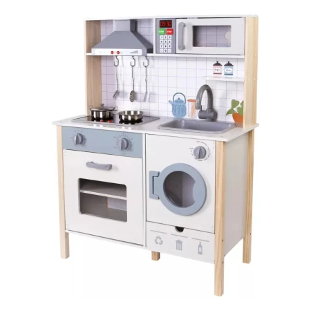 Cocina De Madera Grande Con Campana Y Lavarropas Kanata
