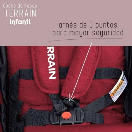 Coche De Bebé Infanti Terrain C-3 De Paseo Reclinable Rojo - Imagen 5