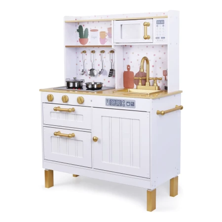 Cocina De Madera Para Niños Blanca Y Dorada Edufun 7275