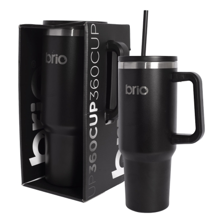 Vaso Térmico Brio Con Tapa Sorbito Cup 360 1200ml Color Negr