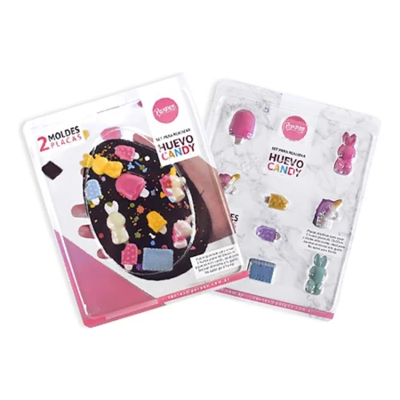 Set 2 Moldes Parpen Huevo Candy Pascua Mundo Kanata