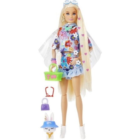 Barbie Extra Número 12 Conjunto Floral Con Conejo De Mascota - Imagen 3