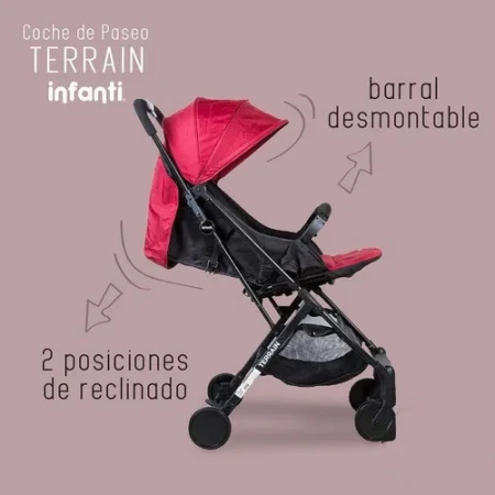 Coche De Bebé Infanti Terrain C-3 De Paseo Reclinable Rojo - Imagen 8