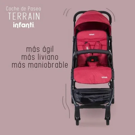 Coche De Bebé Infanti Terrain C-3 De Paseo Reclinable Rojo - Imagen 9