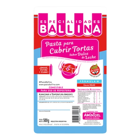Ballina Pasta Para Cubrir Tortas Sabor Dulce De Leche 500g