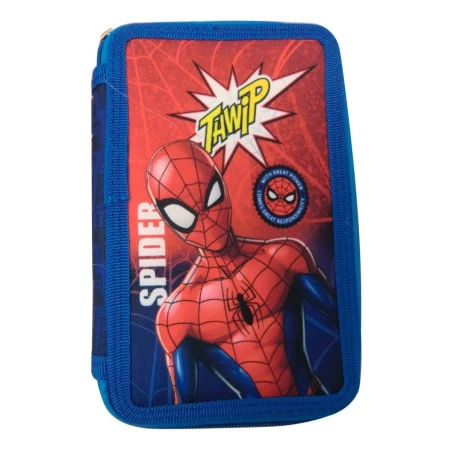Cartuchera Escolar Spiderman 3 Pisos Vamos A Jugar Azul