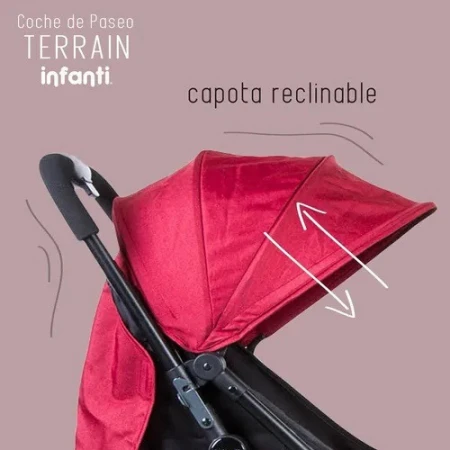 Coche De Bebé Infanti Terrain C-3 De Paseo Reclinable Rojo - Imagen 6