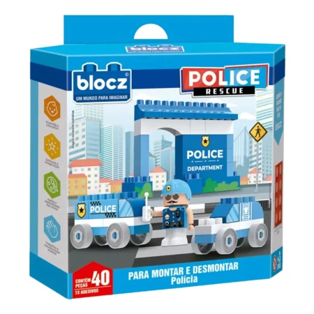 Kit De Bloques De Encastre 40 Piezas + Muñeco Policía Kanata