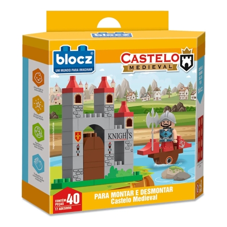 Kit De Bloques De Encastre 40 Piezas + Muñeco Medieval