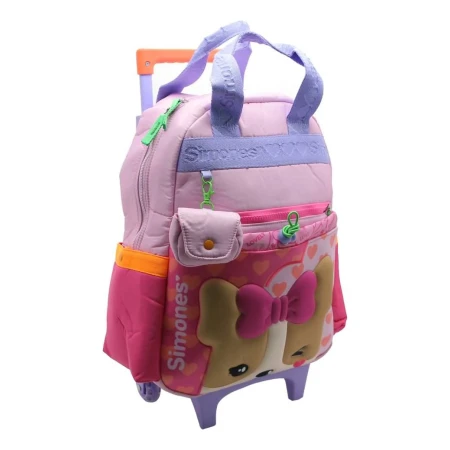 Mochila Escolar Simones Love Con Carro Color Rosa Suave