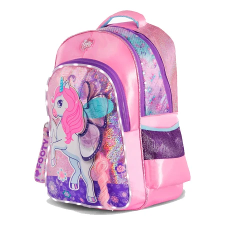 Mochila De Colgar Footy 45cm Unicornio Alas Con Luz Led Rosa - Imagen 2