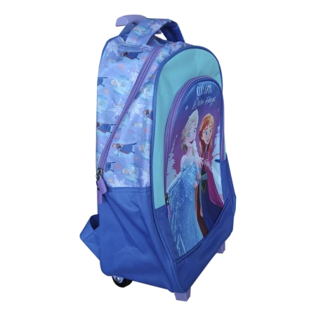 Mochila Escolar Niña Escolar Frozen Con Carro Celeste - Imagen 2