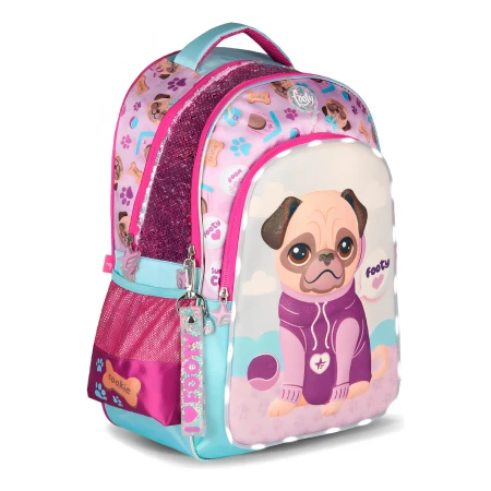 Mochila Espalda 18 Perro Puppy Con Luz Led Footy Violeta - Imagen 2