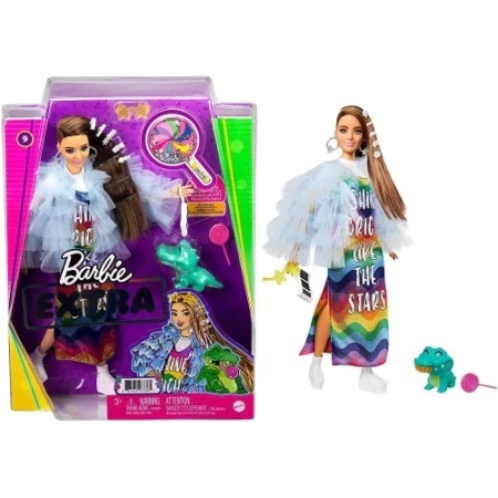 Muñeca Barbie Extra Doll # 9 En Chaqueta Azul Con Volantes - Imagen 4