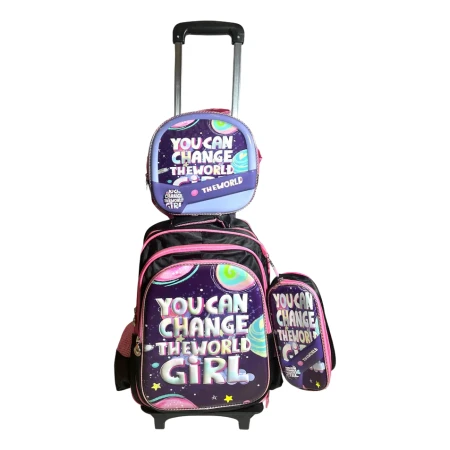 Mochila Escolar Con Carro 17 Con Lunchera Y Cartuchera