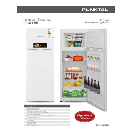 Heladera Punktal Pk-265 Hb Frio Natural 216 Lts - Imagen 3